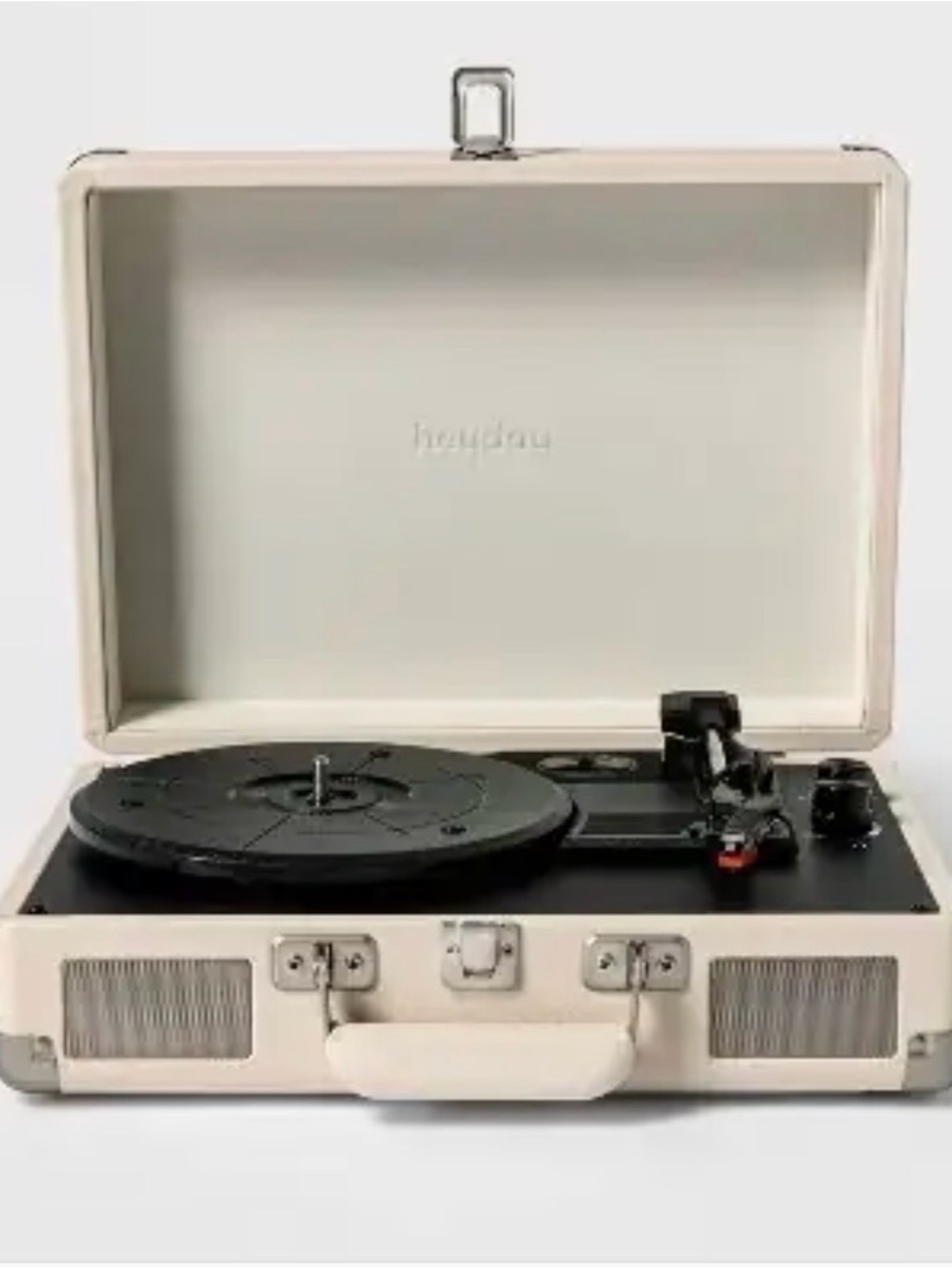 heyday Portable Turntable in Cream and Black